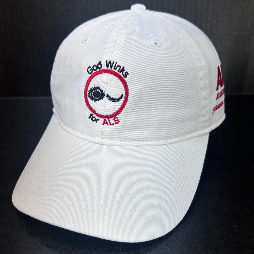 God Winks for ALS Mens White OC Baseball Hat Arkansas Chapter Strapback OSFM